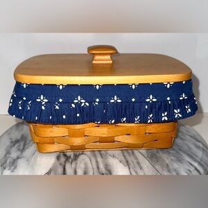 Longaberger 2001 Address Basket w/Fabric Liner Protector & Lid. Mint Condition